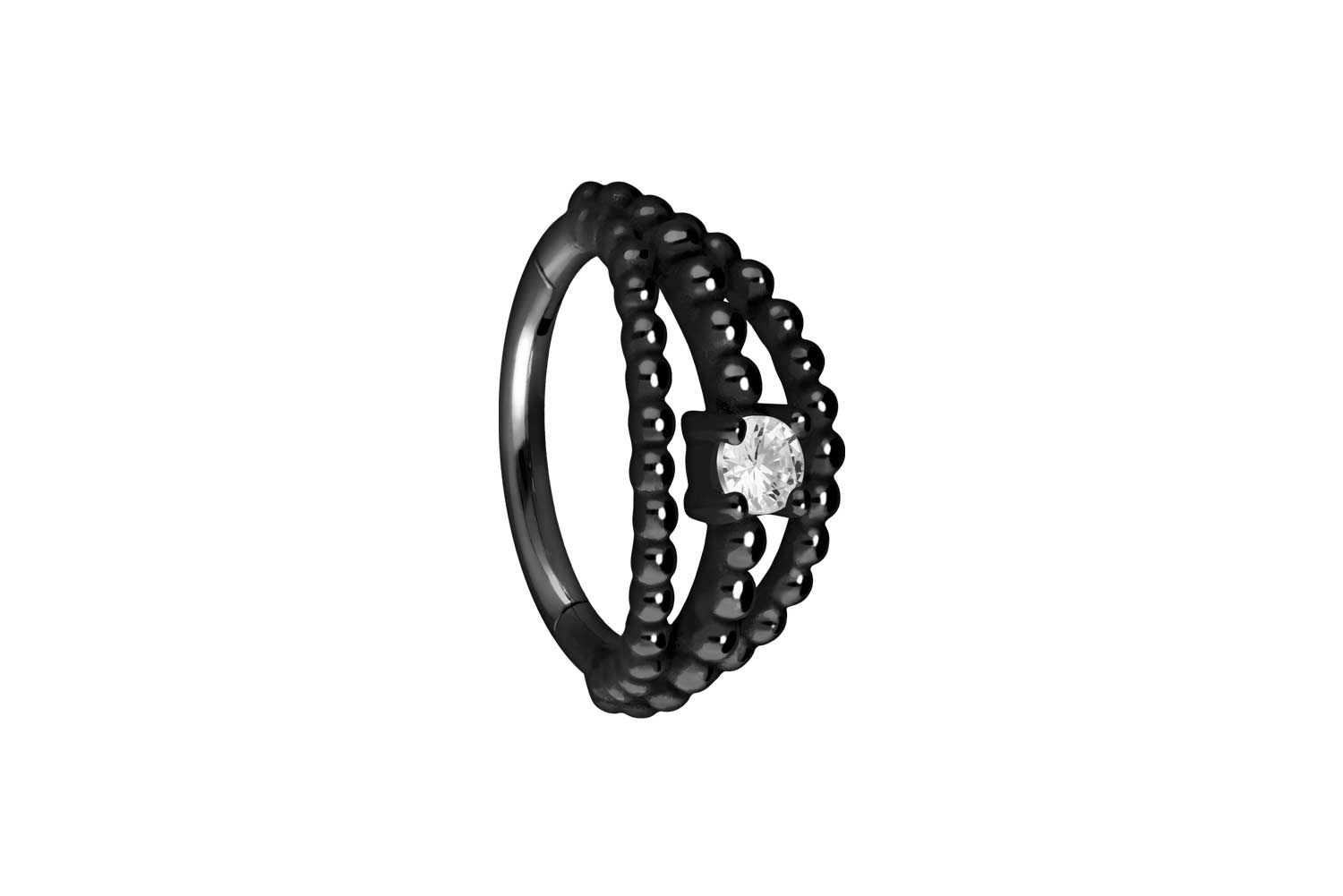 Chirurgenstahl Segmentring Clicker Piercing 3 KUGELREIHEN + KRISTALL